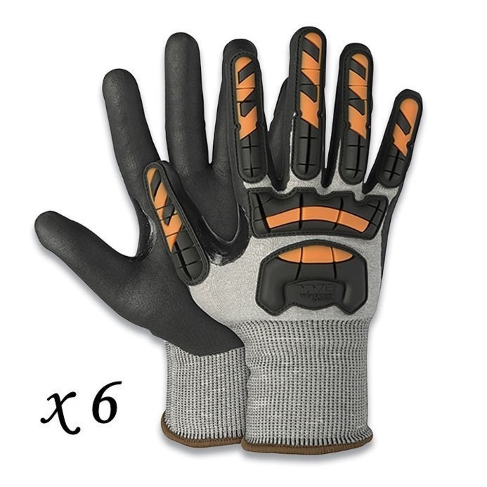 6 Pairs Wells Lamont Stainless Steel Fiberglass Cut Resistant Impact Gloves - XL